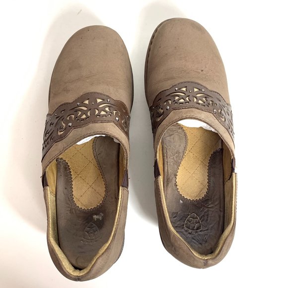 Ariat Tambour Women's Size 9 Leather Clogs Slip On Wedge Heel Mule Shoe - Picture 13 of 15